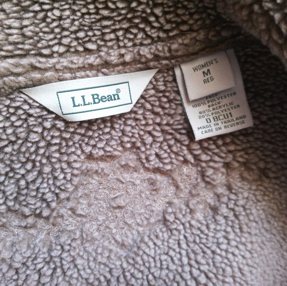L.L.Bean suede sherpa embroidered jacket M - Picture 3 of 10